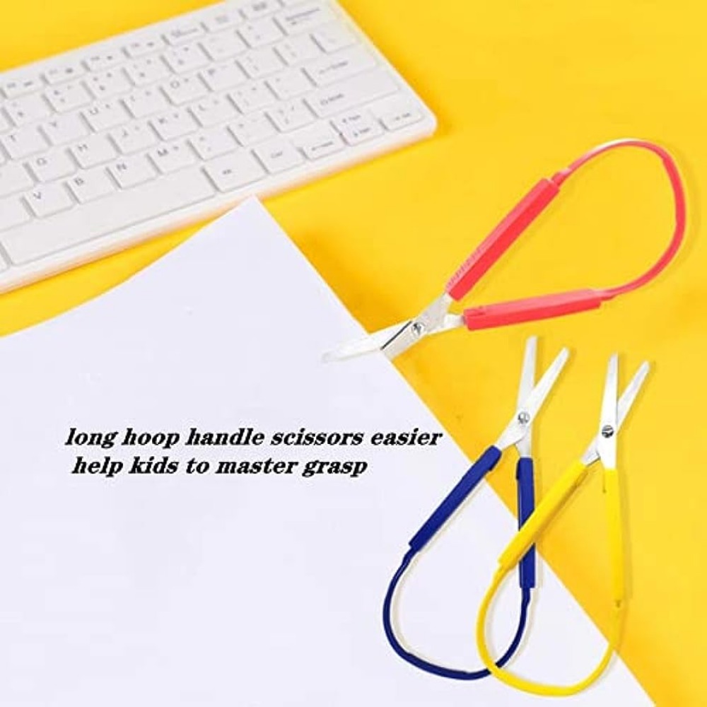 Mini Loop Scissors, Colorful Looped Scissor, Adaptive Design, Right and  Lefty Support, Easy-Open Squeeze Handles (5 inch (for Kids),3 PCS)