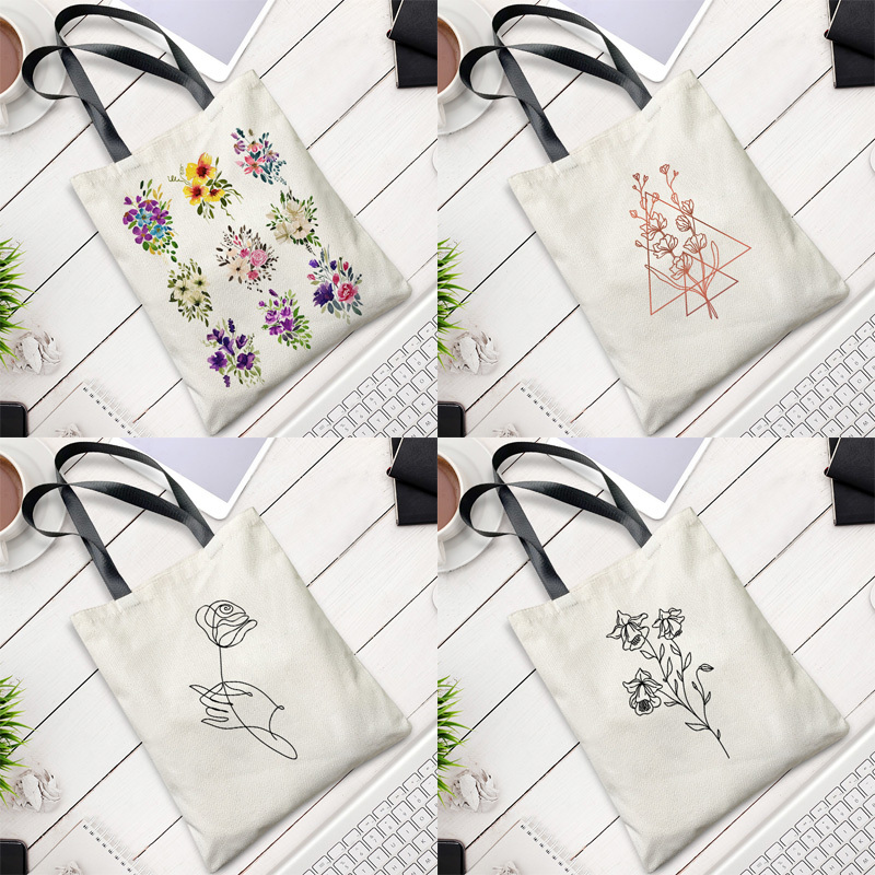 Aesthetic Floral Print Tote Bag, Cartoon Canvas Shoulder Bag, Women's  Casual Reusable Handbag & Shopping Bag - Temu