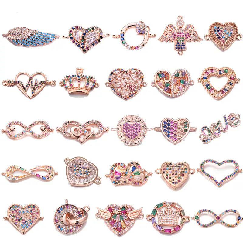 Rose Golden Wing Crown Angel Love Infinity Heart Charms Connectors Cz  Zircon Pendant Links For Diy Women Bracelet Making Charms Jewelry  Accessories - Temu New Zealand
