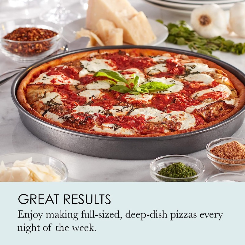 P&P CHEF Bandeja redonda para pizza de 10 pulgadas, bandeja para hornear  pizza, no tóxica y saludable, resistente y duradera, apta para horno y