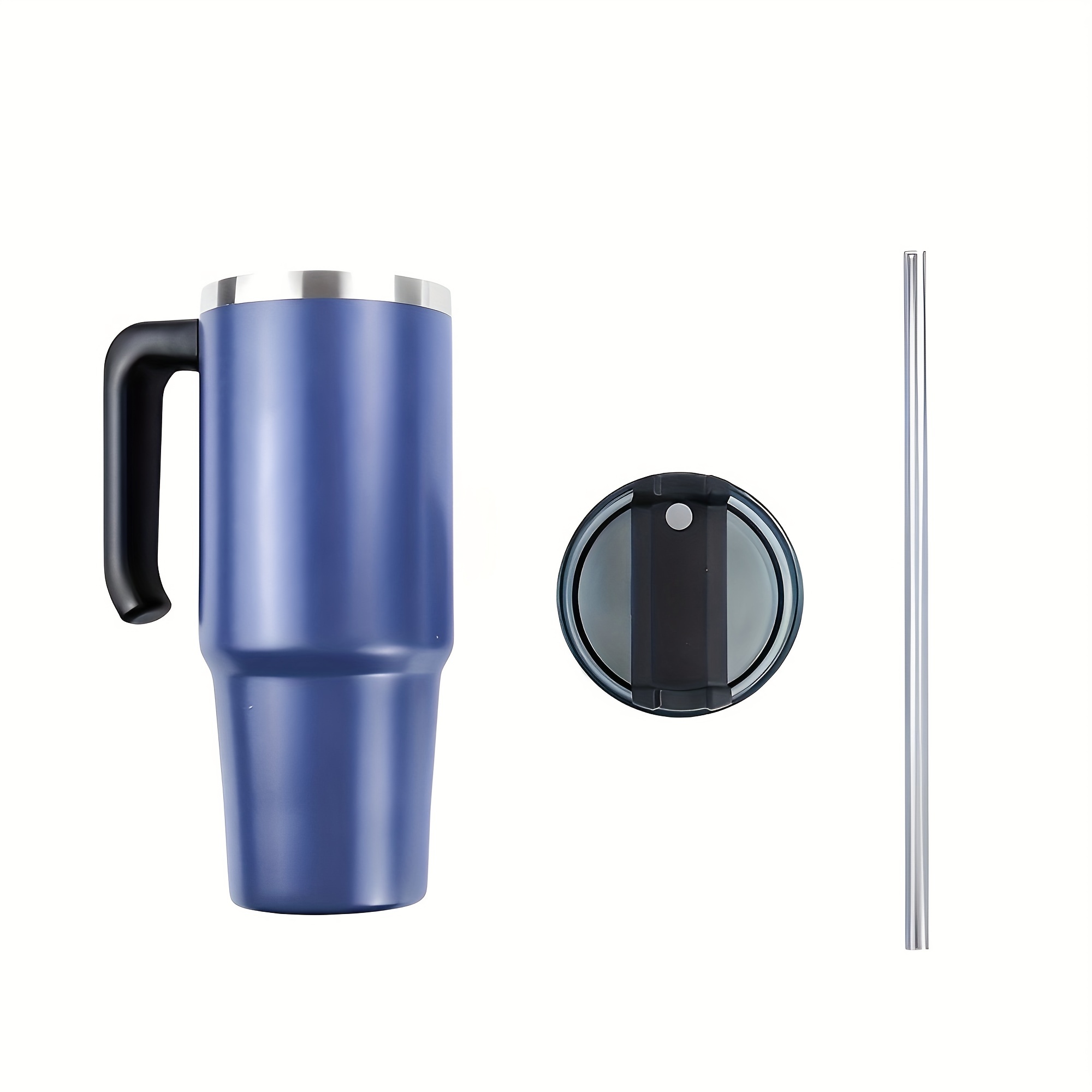 1pc Blue Insulated Coffee Mug, Large Capacity Portable Stainless Steel Cup