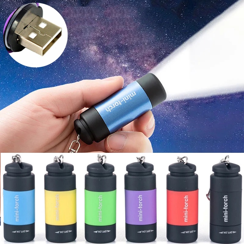 Acheter Mini lampe de poche porte-clés USB, charge rapide, lumières Led,  lampes fluorescentes de poche étanches, avertissement d'extérieur, lampe de  poche de Camping, 2022