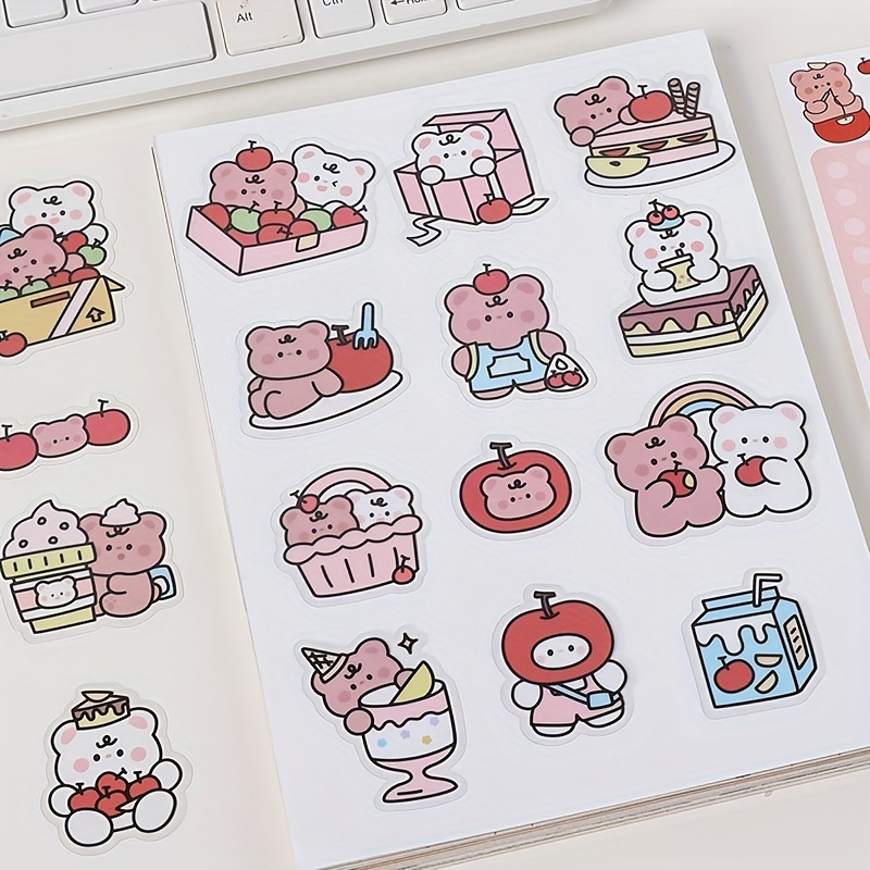 Deco Stickers Cute Stickers Easy To Peel Waterproof PET Cute Cartoon Style  Transparent Clear Pattern Kawaii Stickers For Book DIY