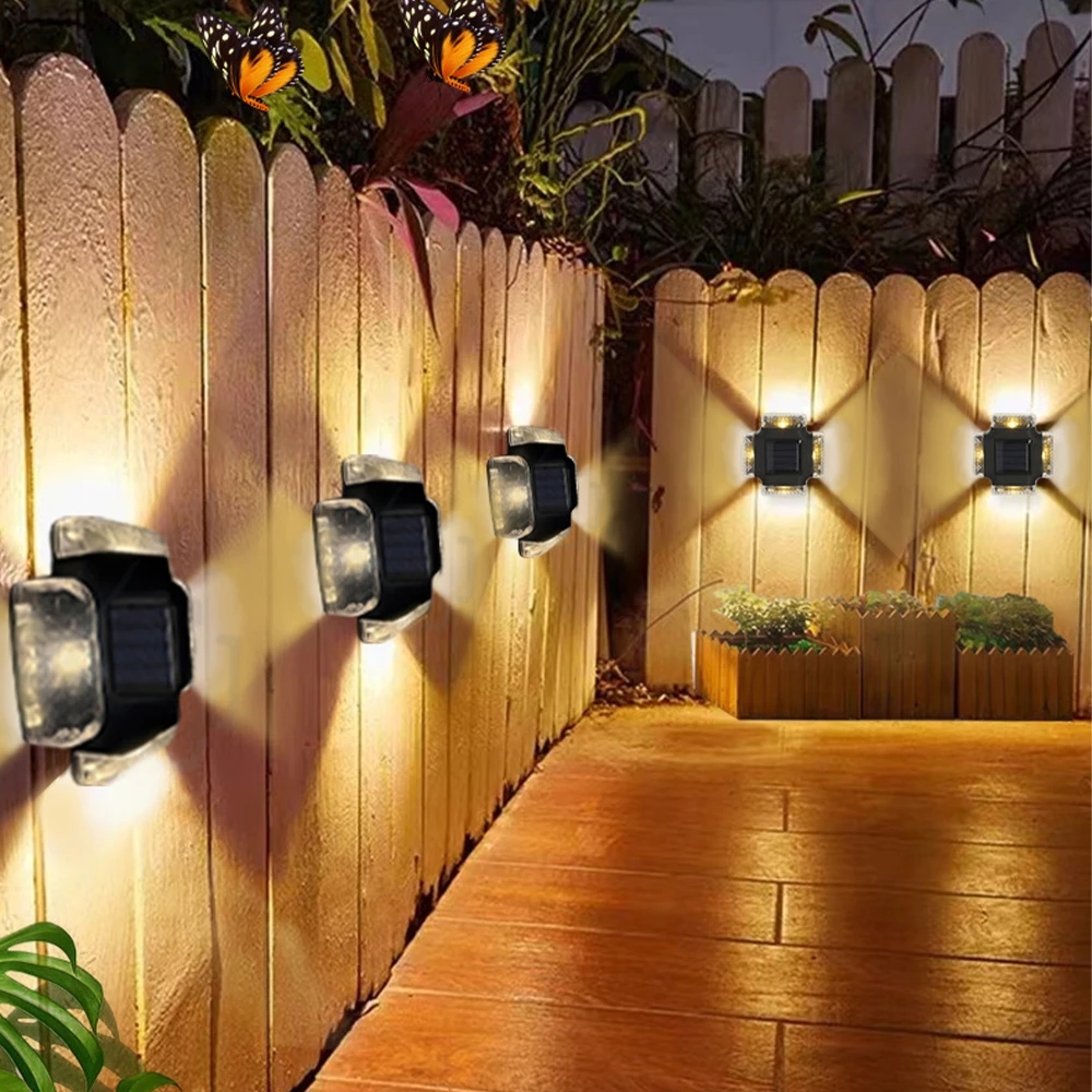 Luminar Outdoor Solar LED Brown Finish Fence Lights, 4 Pack - Yahoo Shopping