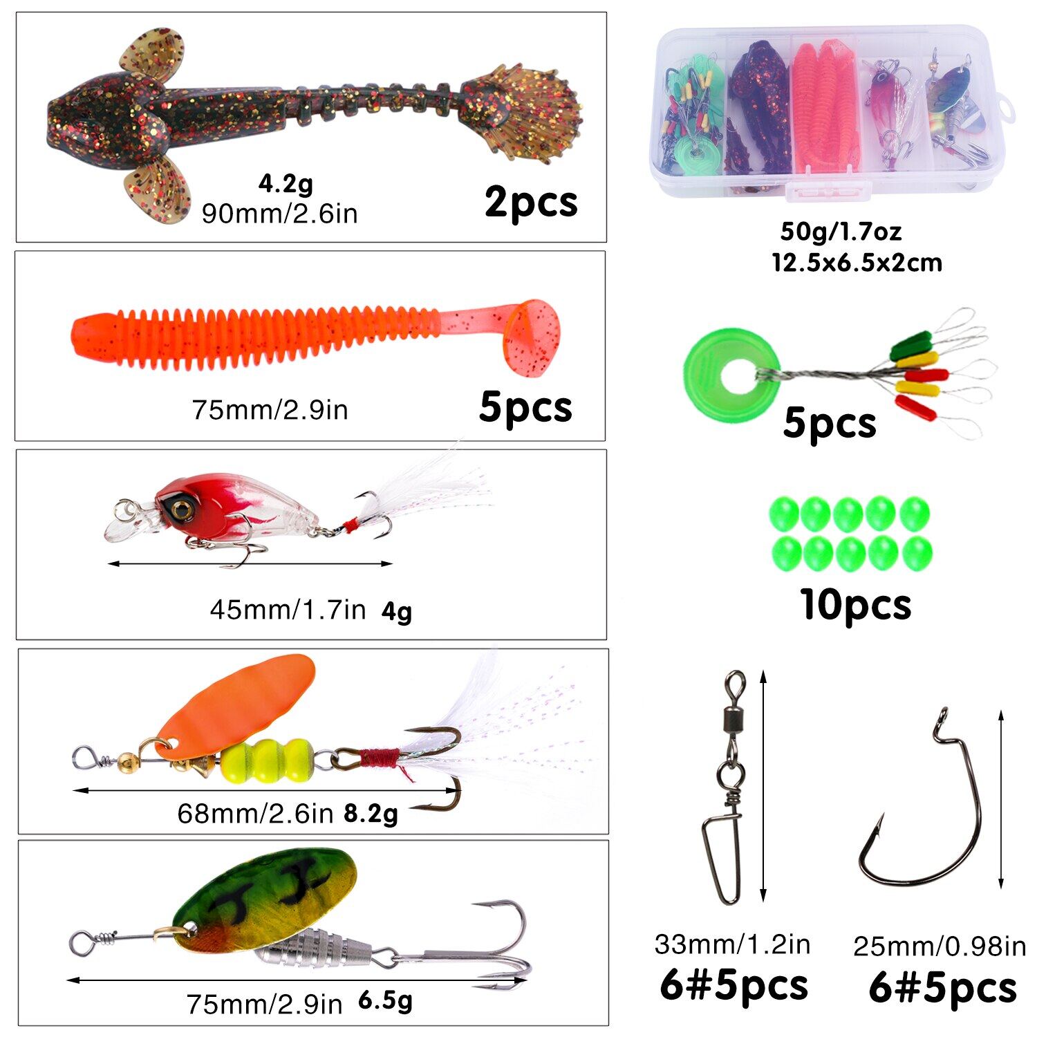  fishing gear box bag set 5 section 24 fiber rod and 17 1bb wheel send 100mpe fishing line hard bait sequins and accessories etc bait accessories color random details 8