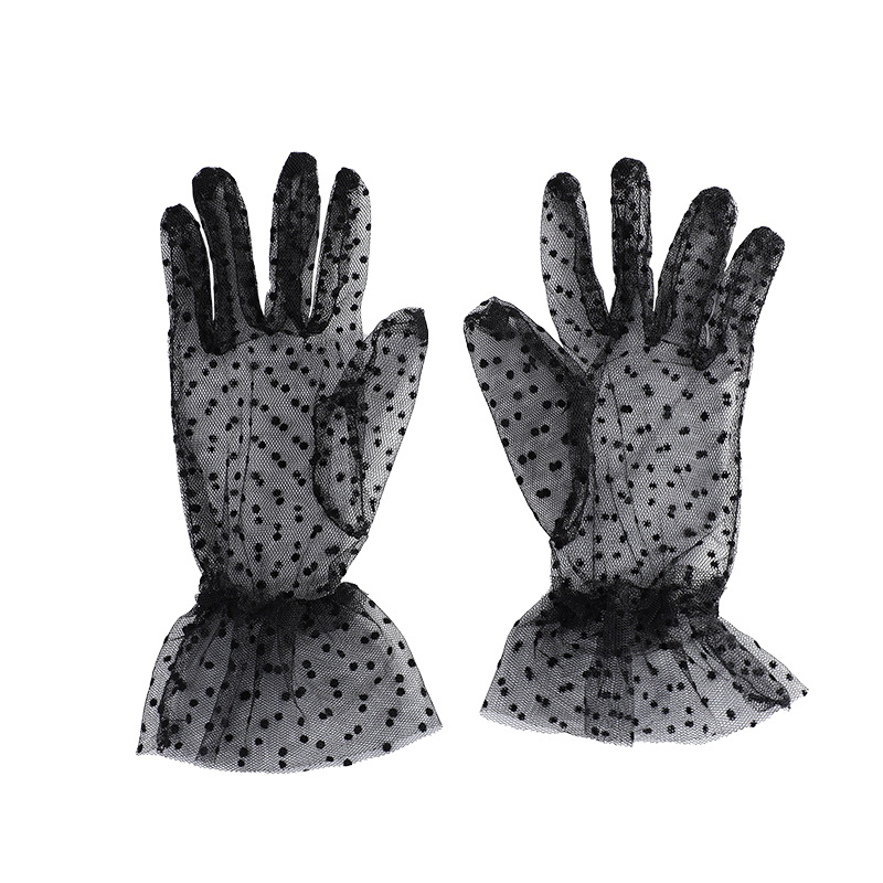 Women's Dotted Lace Gloves Sun Protection Breathable Elegant - Temu Canada