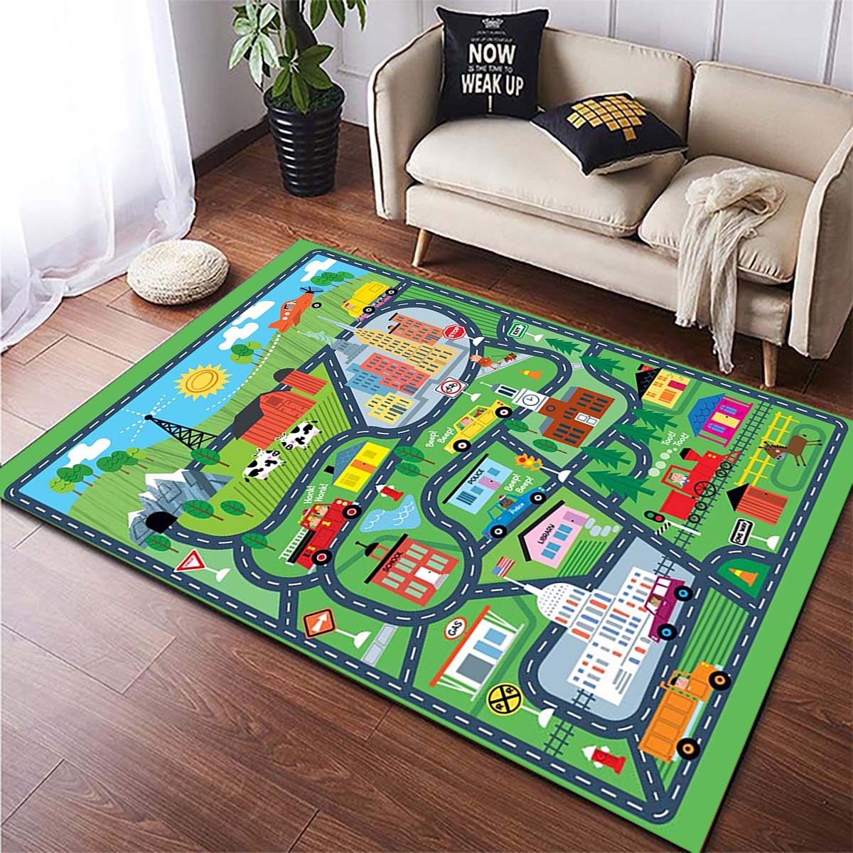 Creative Firewood Pile Pattern Strip Floor Mat Soft Non slip - Temu