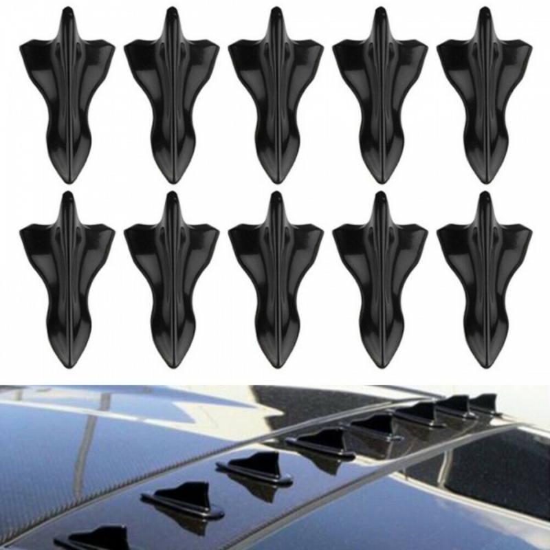 10 PCS universel voiture noire aileron de requin diffuseur Vortex  générateur becquet de toit