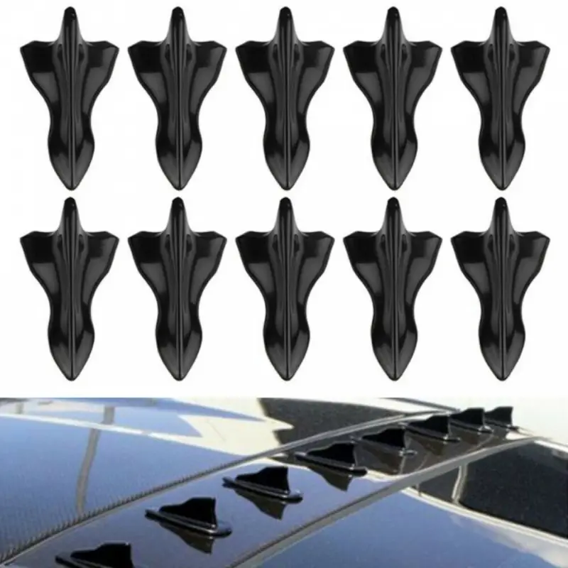 10 Stück Schwarzer Autodach-Haifischflosse-Diffusor-Spoiler,  Universalradom, Spitze Kohlefaser-Autoscooter-Dachmodifikator, Luftmesser,  Autodekoration