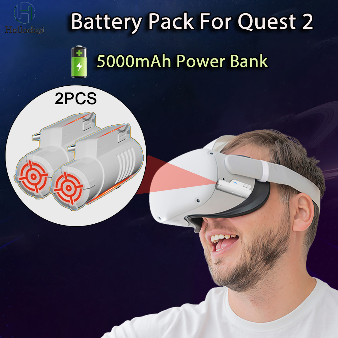 Battery Pack for Oculus Quest 2,Quest 3 Accessories for Oculus Quest 2  Headset, 5000mAh Extended Power Compatible with Meta Quest 2 Oculus  Original Strap and Elite Strap Extended Play time VR Power Bank