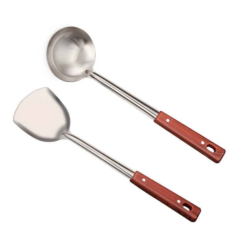 Kitchen Stainless Steel Spatula Spoon Set With Holder, Thickened
