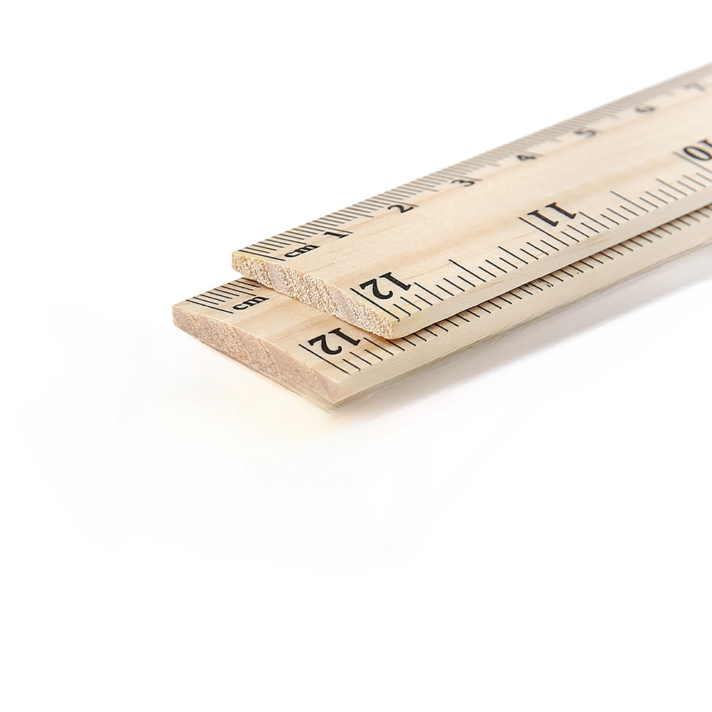 Wooden Ruler with metal straight edge (metric & standard)