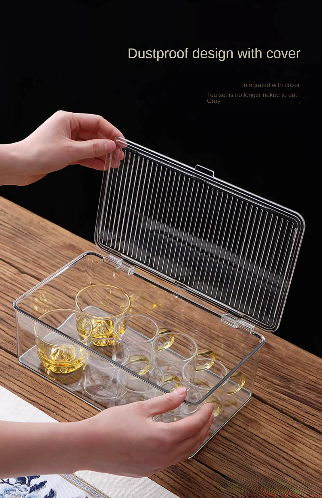 Tea Cup Storage Box Household Water Cup With Lid Transparent - Temu