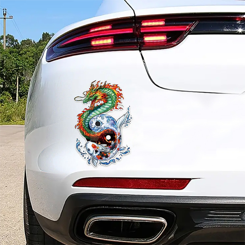 Animal Dragon And Ying Yang Fish Car Stickers For Laptop Water Bottle Car  Truck Motorcycle Window Toolbox Guitar Scooter Auto Accessories