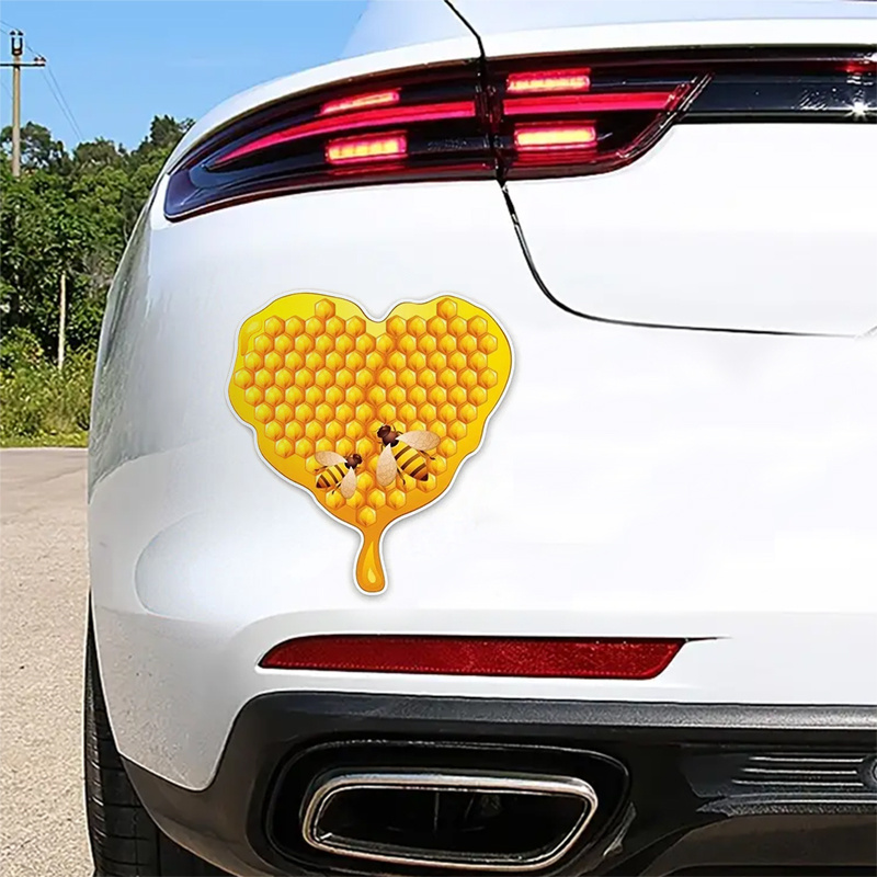 Heart Shaped Honey Bee Car Sticker For Laptop Bottle Truck Phone