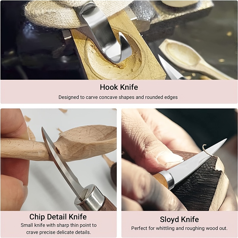 Wood Carving Knives Hand Tools SET Hook Knife Whittling Detail Knife  BeaverCraft