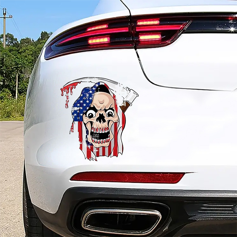 American Flag And Skull Car Vinyl Decals Motorcycles - Temu