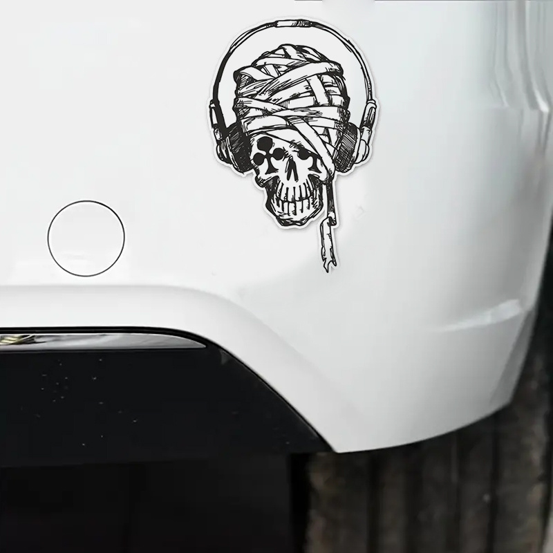 DJ Skull with Headphones Car Sticker Motorcycle Bicycle Skateboard Laptop  Luggage Decals Bumper Stickers Waterproof