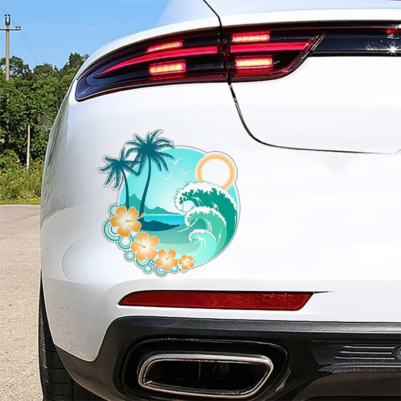 Hawaiian Tropical Beach Stickers Waterproof Vinyl Decals For - Temu