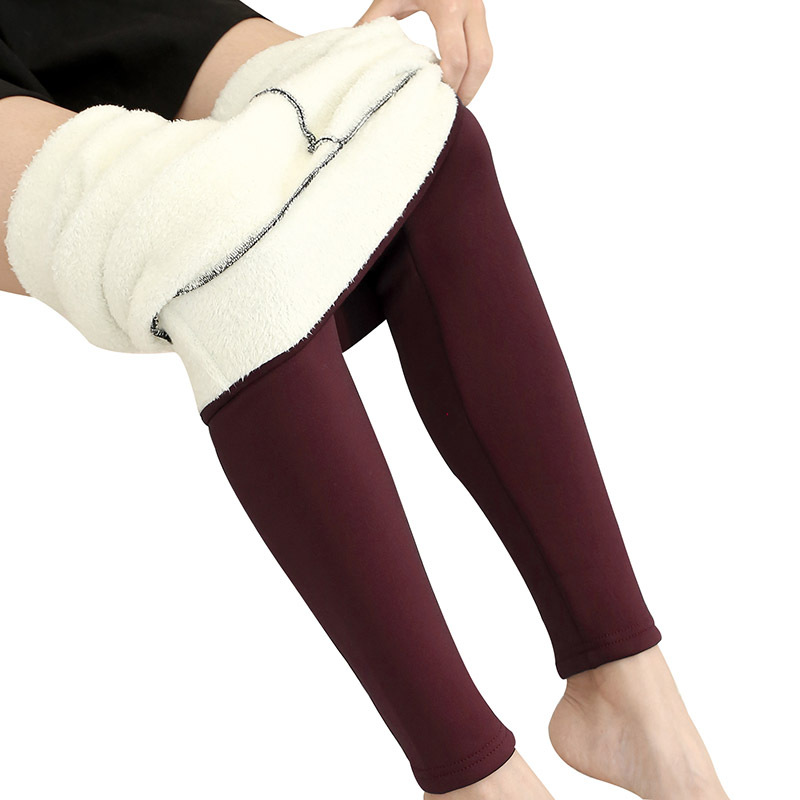 Winter Warm High-waist Leggings Super Thick Elastic Tight Leggings  Windproof High-waist Leggings Winter Warm Super Thick Elastic Tight Leggings  Windproof Lasting Warmth for Women Wine Red One Size 