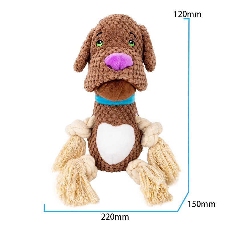 Squeaky Rope Dog Toy, Durable Stuffed Puppy Plush Toy, Soft Cotton