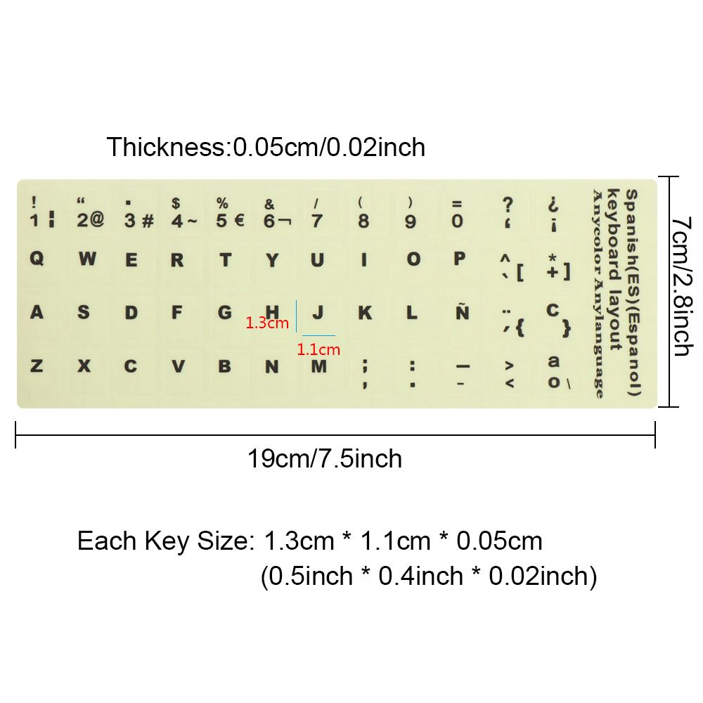 Pegatinas para teclado español/inglés/ruso/francés/árabe, 10 a 17,  pegatinas de letras estándar para ordenador, diseño de teclado, película -  AliExpress