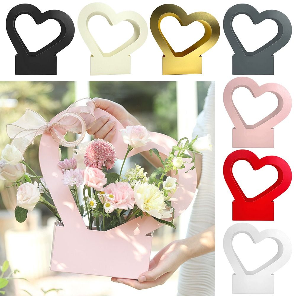 4pcs Flower Paper Gift Box Waterproof Bouquet Gift Box with Handles for  Arrangements Mother's Day Gift Black 4PCS 