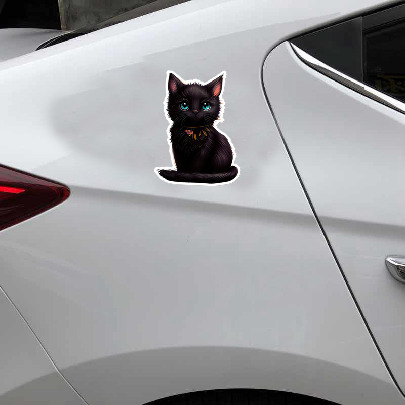 Cute Black Cat Vinyl Car Motorcycle Decal Sticker Indoor - Temu Australia