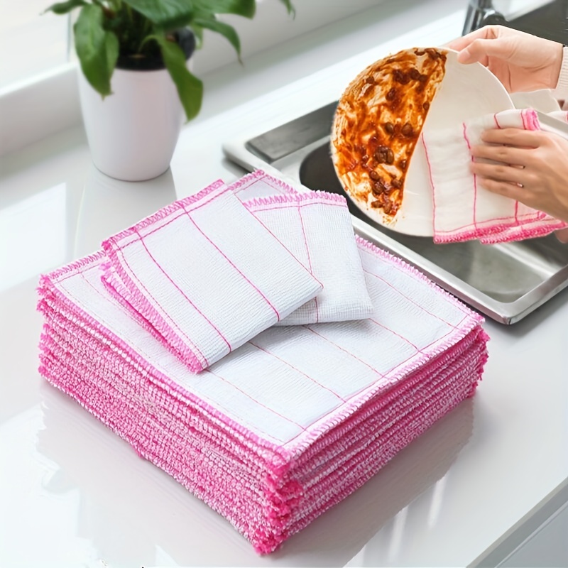 2-8Pcs Kitchen Dish Cloths Reusable Dish Towels Double-layer