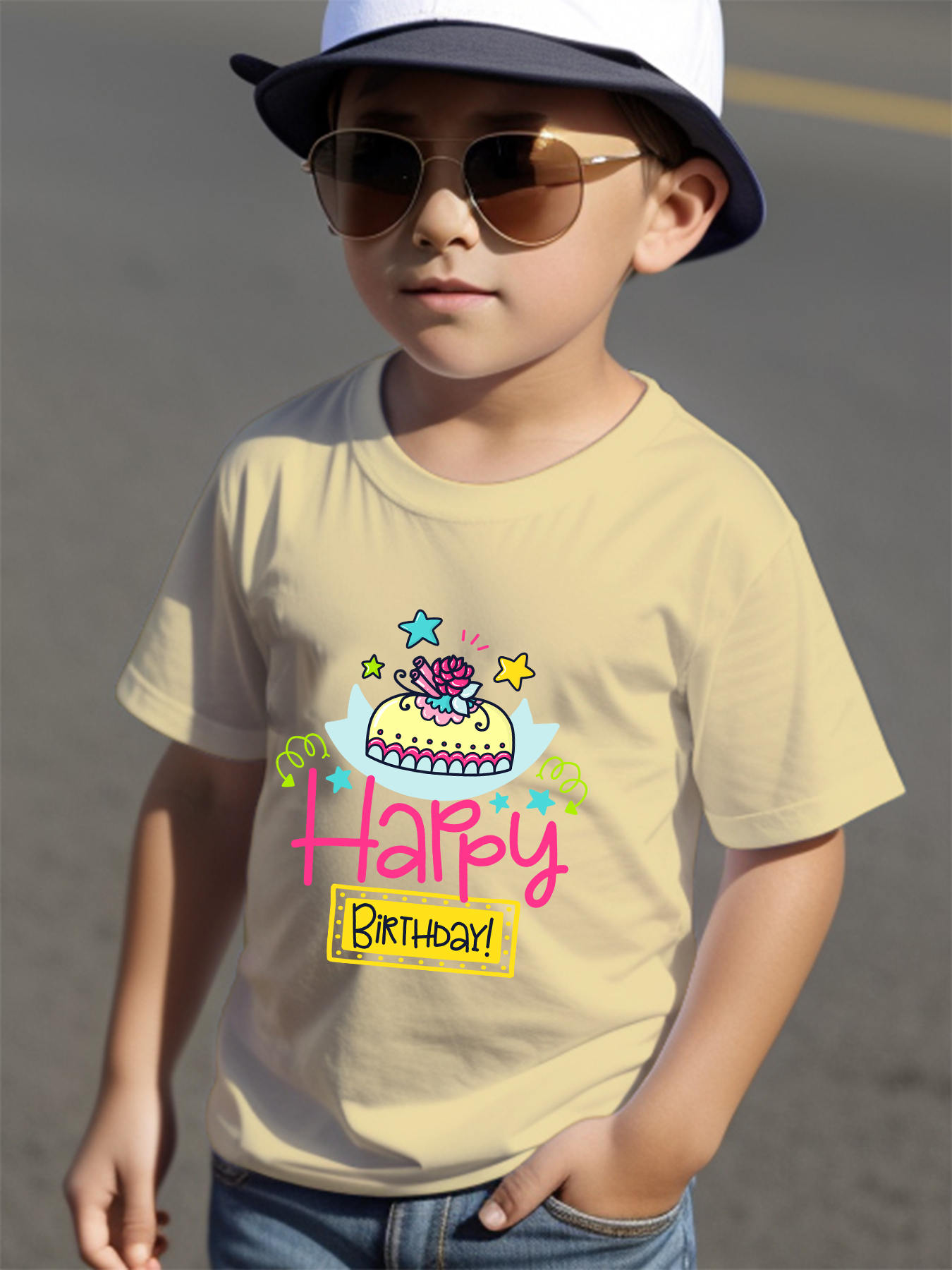 Camisetas estampadas para cumpleaños de 2024 niños