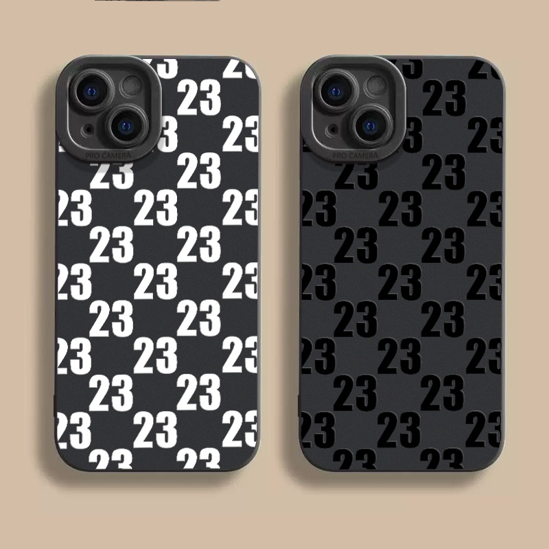 

2pcs/set Number 23 Pattern Liquid Silicone Mobile Phone Case Protection Shockproof Anti-fall Tpu Soft Rubber Black For Men Women For Iphone 14 13 12 11 Xs Xr X 7 8 6s Mini Plus Pro Max Se