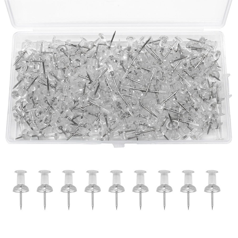 400 Clear Push Pins for Bulletin Board, Thumb Tacks for Wall Corkboard Map  Calendar Photo. Home Office Craft Decoration, Durable, Reusable, Stainless