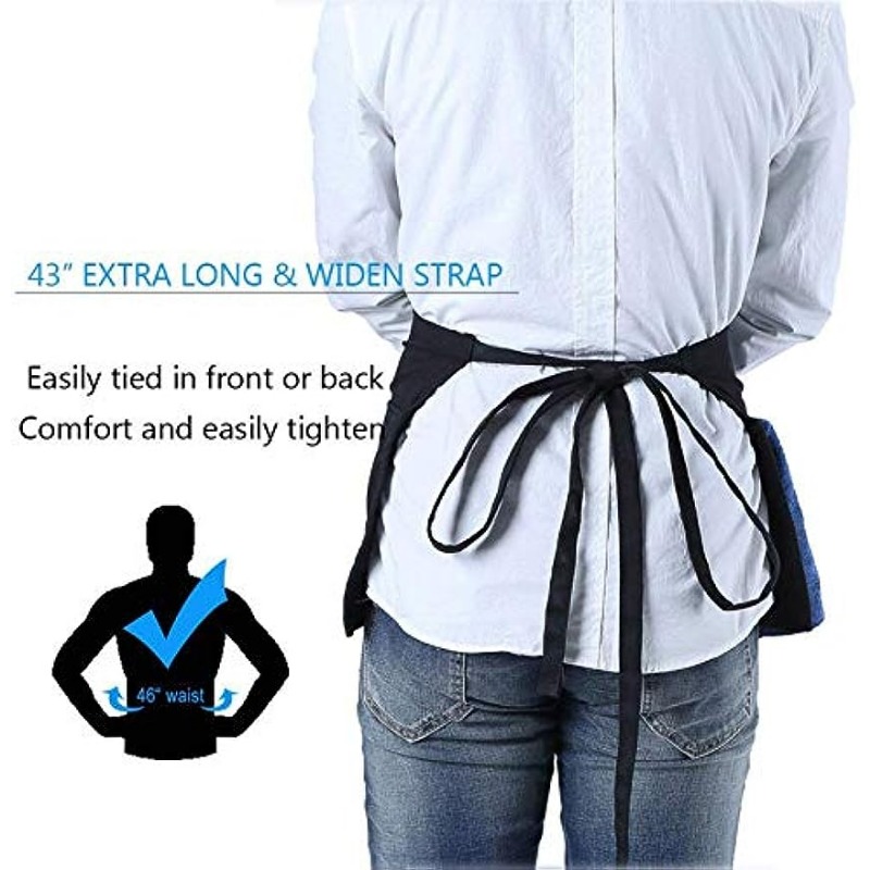 Delantal de cintura con 3 bolsillos, delantales cortos negros para  camarera, resistentes al agua