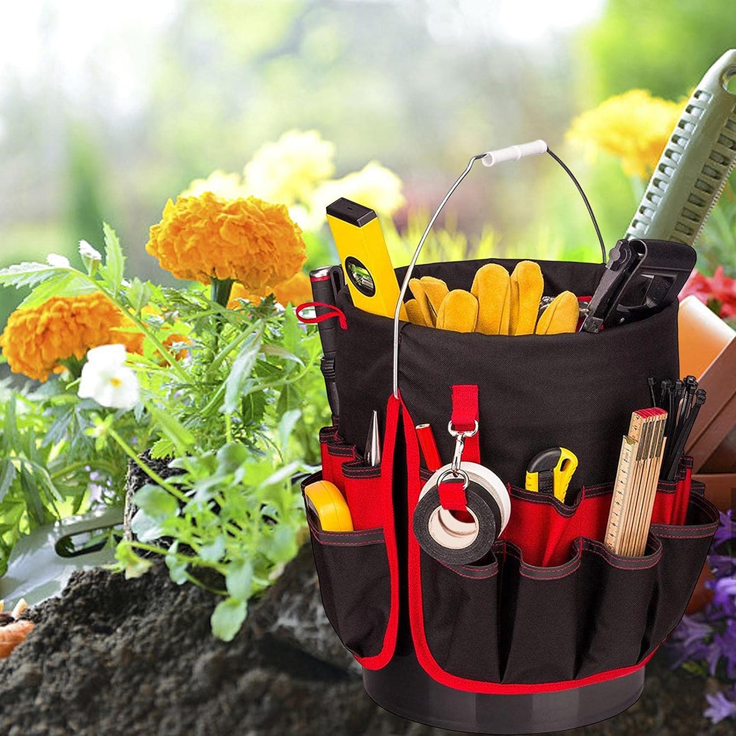 Bucket Organizer Pouch Storage Bag 42 Grids Pocket Gardening