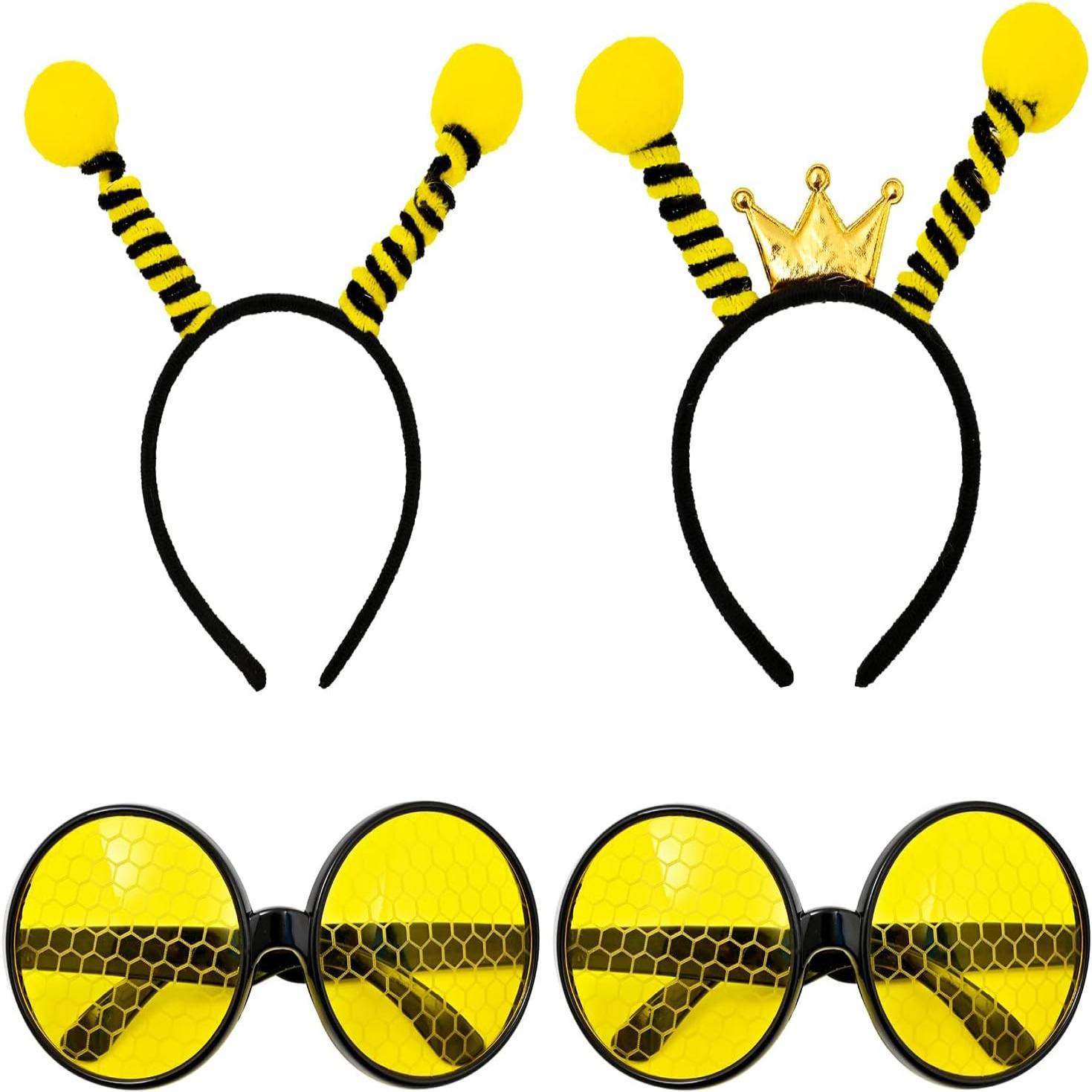 Party Supplies 4Pcs Halloween Bee Costume Kit Women Yellow Honey Bopper  Antenna Headband Tutu Skirt Striped Knee High Stocking Long Gloves