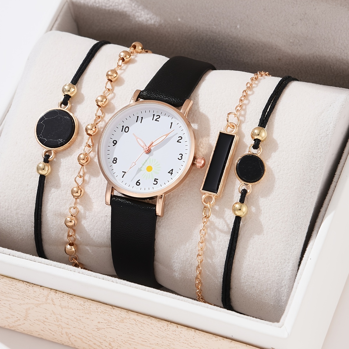 Reloj de Mujer con Pulsera en Oro Acero Inoxidable 2 Piezas Relojes Para  Mujeres