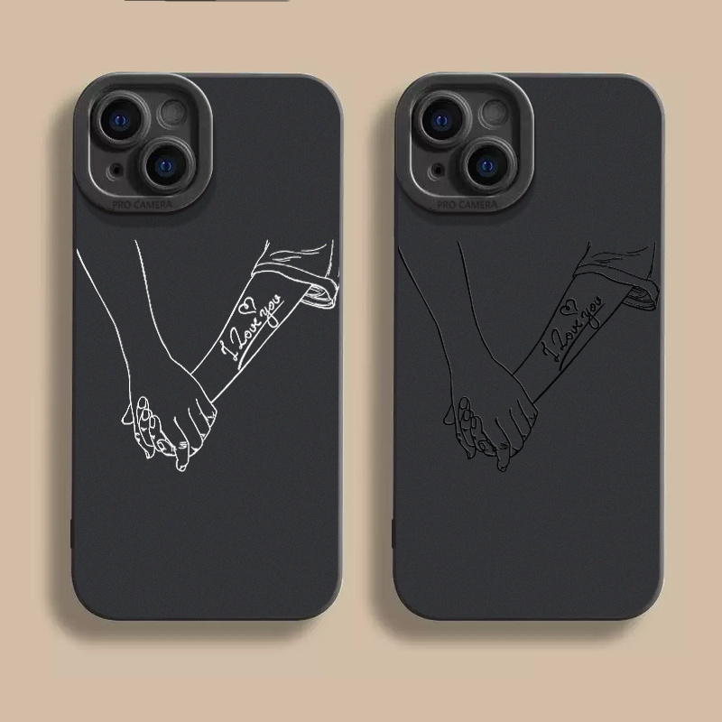 

2pcs/set Hand Holding Diagram Pattern Liquid Silicone Mobile Phone Case Protection Shockproof Anti-fall Tpu Soft Rubber Black For Men Women For Iphone 14 13 12 11 Xs Xr X 7 8 6s Mini Plus Pro Max Se