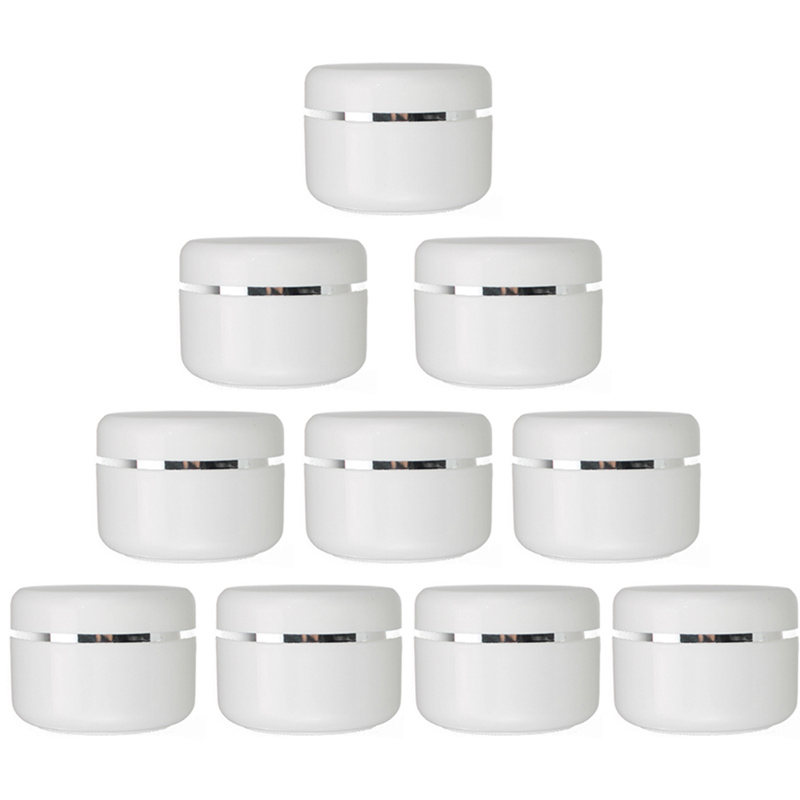 

10pcs 50g Cosmetic Cream Jars White Plastic Sample Bottles Cosmetics Box Empty Makeup Jar Pot For Travel