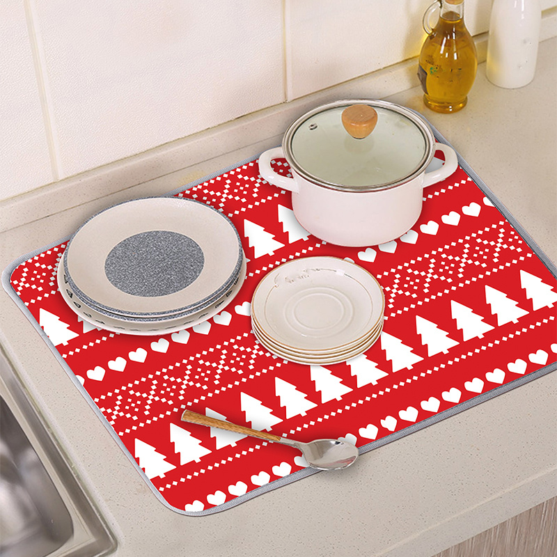 Best Deal for Dish Drying Mat For Kitchen Christmas Tree Countertop