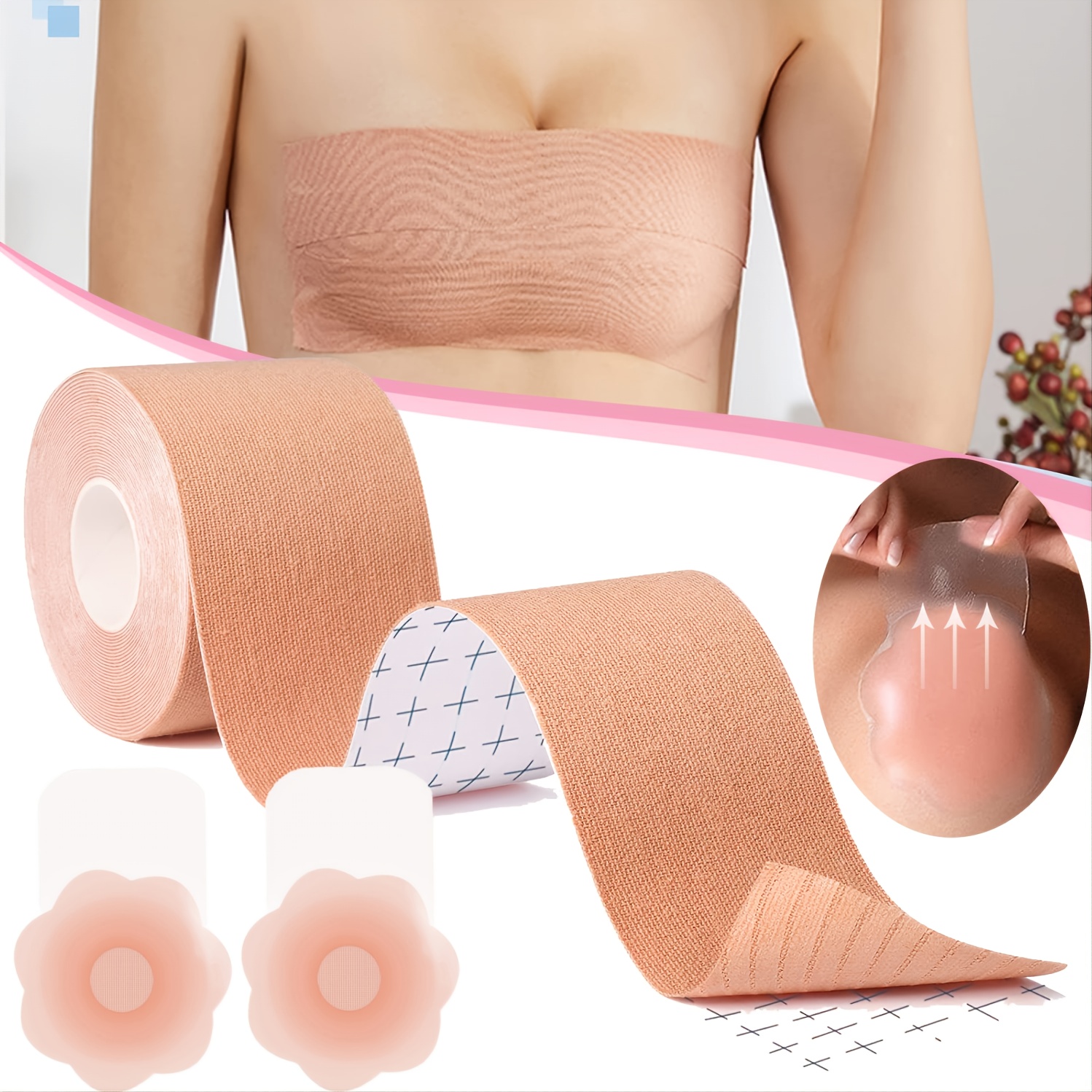 Cutewomen2020] 1 Roll 5M Cutable Chest Sticker Push Up Bra Body Invisible  Breast Lift Tape Adhesive Bras Chest Strap Elastic Cloth Bra Stickers