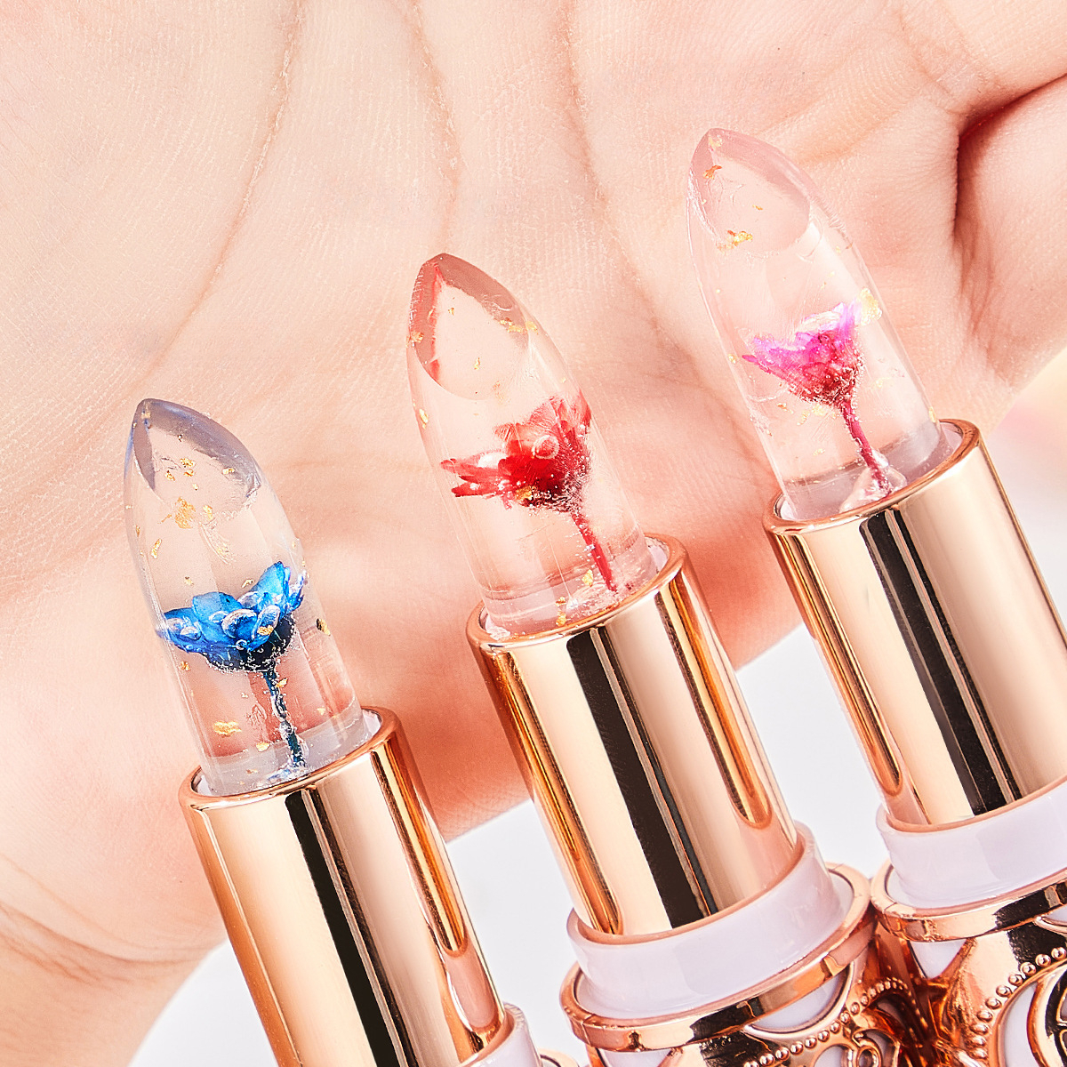Crystal Flower Jelly Lipstick Set,magic Temperature Color Changing