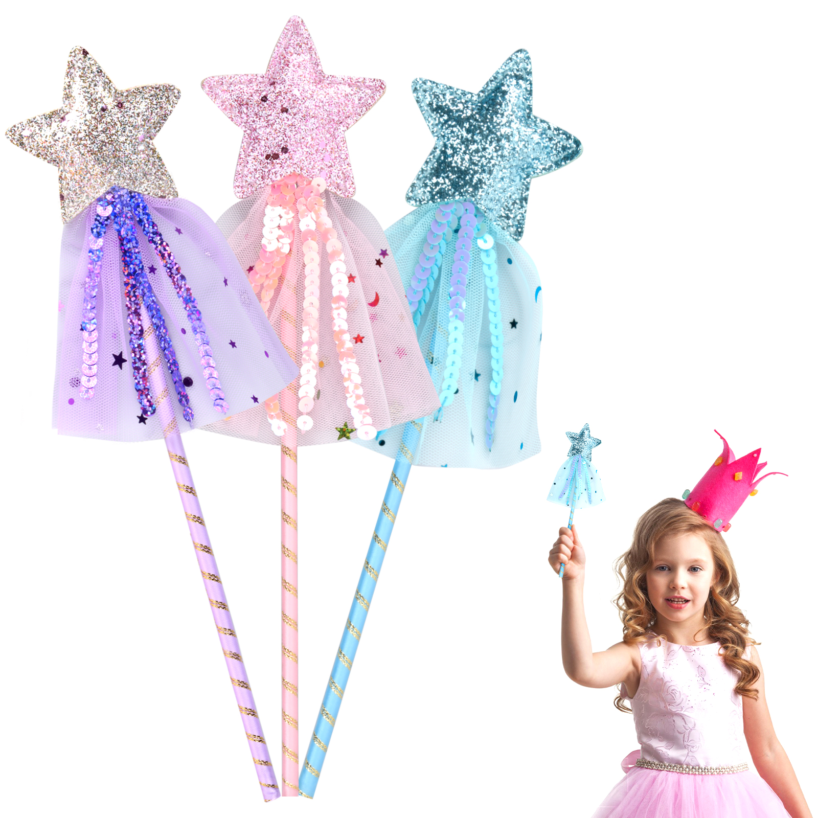 37cm Cute Magic Wand Toy For Girls Fairy Stick With Glowing Music Cosplay  Props Pretend Princess Christmas Gift Toy For Children - Realistic Reborn  Dolls for Sale
