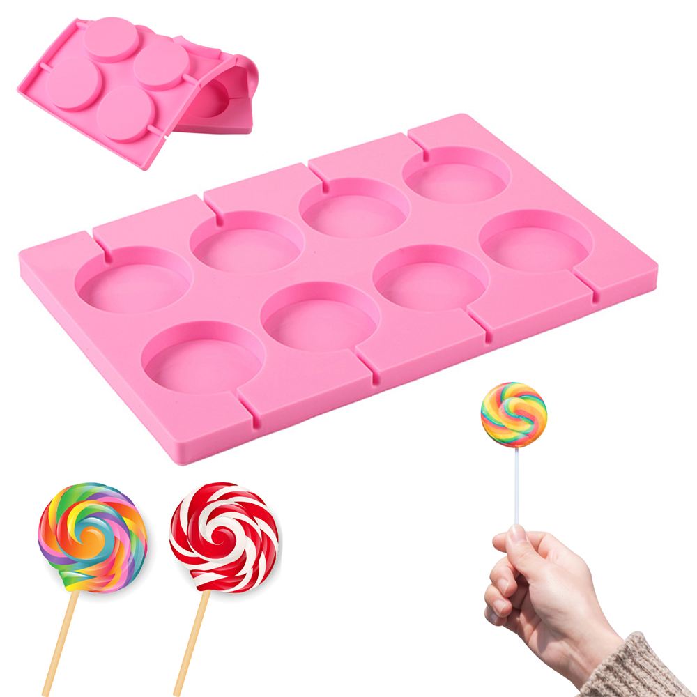 12 Cavities Round Silicone Mold for Lollipop Chocolate Hard Candy Cake  Decorating With 12pcs Paper Stick