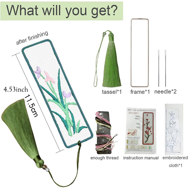 FREEBLOSS 2 Set Organza Embroidery Bookmark Kit Beading Bookmarks Chinese  Vintage Style Bookmark Making Kit for DIY Adult Book Lovers