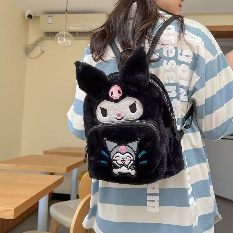 Miniso Kawaii Plush Backpack My Melody Cinnamoroll Design Storage Backpack  To Schook Cute Travel Daypack - Bags & Luggage - Temu Japan