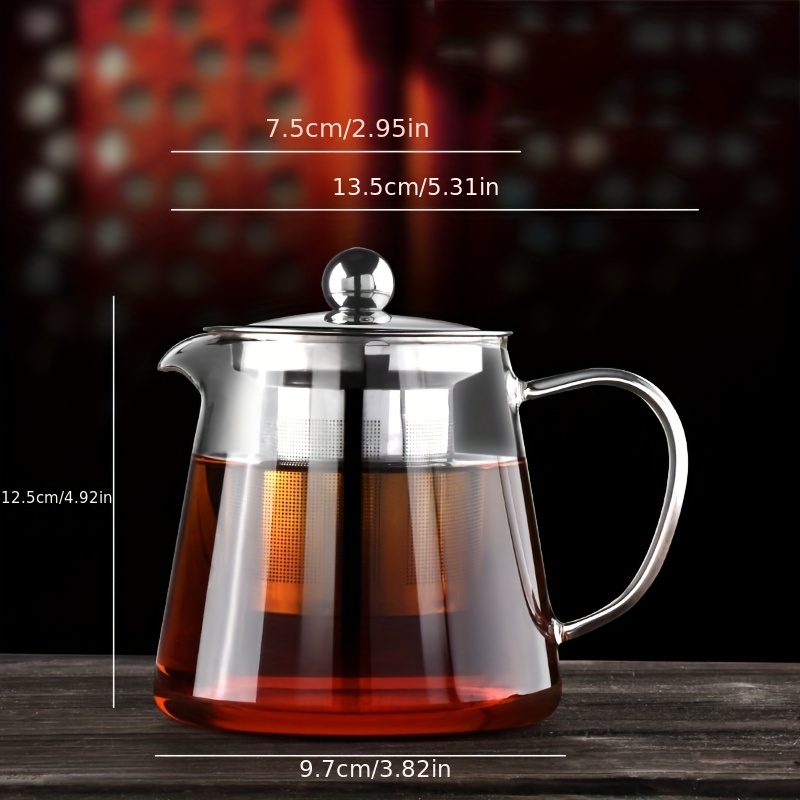 Glass Teapot With Stainless Steel Infuser, Heat Resistant Glass