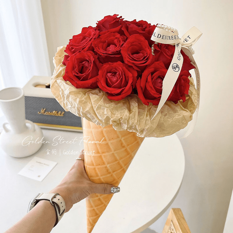 1pc Valentine'S Day Flower Packaging Bag For Flower Shop, Portable Flower  Handbag, Rose Bouquet Wrapping Paper Bag
