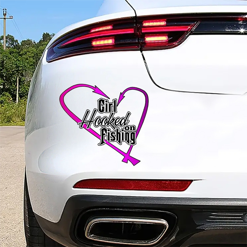 Girl Hooked On Fishing Design Car Sticker For Laptop, Truck, Phone,  Motorcycle, SUV, Window, Wall, Fishing Boat, Skateboard Decals, Car  Accessories