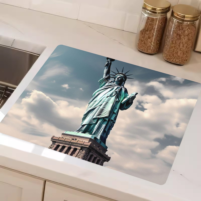 Dish Drying Mat Statue Of Liberty Printing Dish Drain Pad - Temu