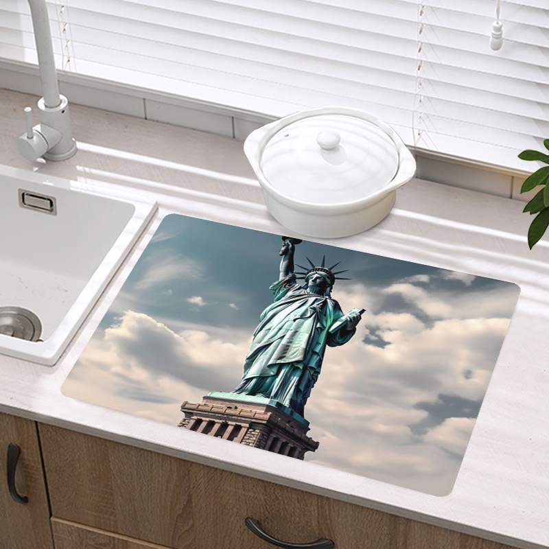 Dish Drying Mat Statue Of Liberty Printing Dish Drain Pad - Temu